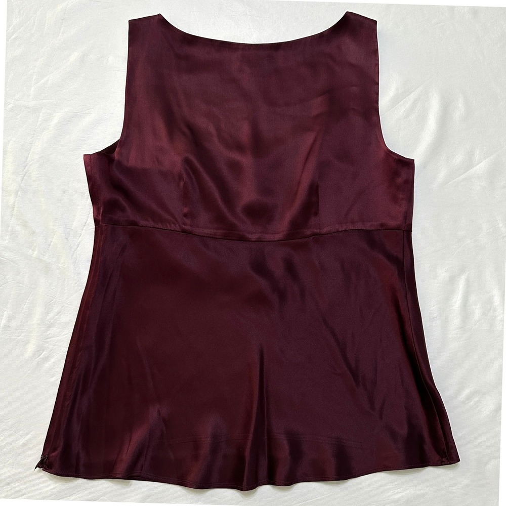Ann Taylor Camisole Top Womens 6 Burgundy Satin Poetcore Dark Romantic Coquette - Picture 8 of 13